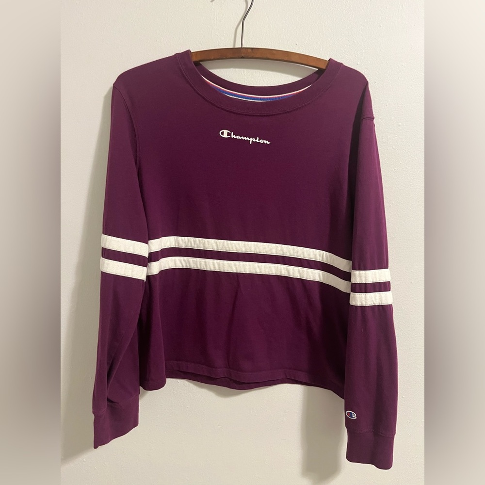 Champion T-Shirt Women's Size Large L Long Sleeve Authentic Athleticwear Purple